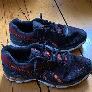 Asics Black and Burgundy Athletic Shoes